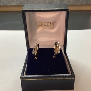 10K Yellow Gold and Silver Earrings